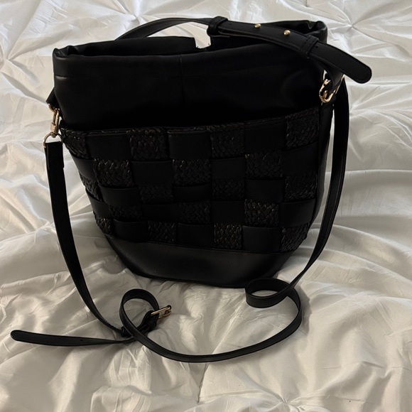 Source Unknown Black Checkered Shoulder Bag